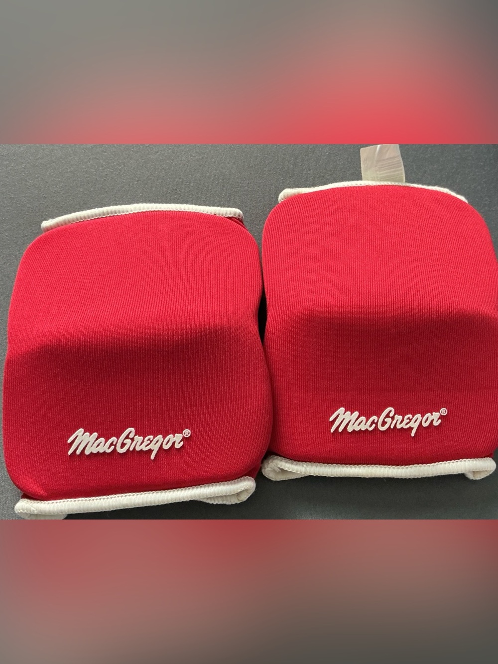 McGregor Red Athletic Protective Cup Pads - Pair with White Trim